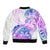 Kia Ora Maori New Zealand Pastel Sleeve Zip Bomber Jacket Sun Ta Moko Lilac Version LT01 - Polynesian Pride