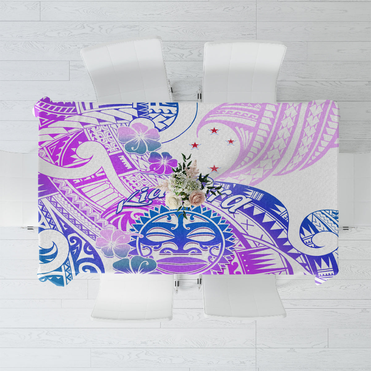 Kia Ora Maori New Zealand Pastel Tablecloth Sun Ta Moko Lilac Version LT01 Purple - Polynesian Pride