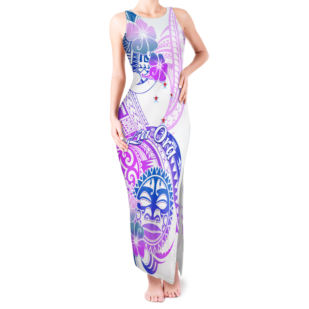 Kia Ora Maori New Zealand Pastel Tank Maxi Dress Sun Ta Moko Lilac Version LT01 Women Purple - Polynesian Pride