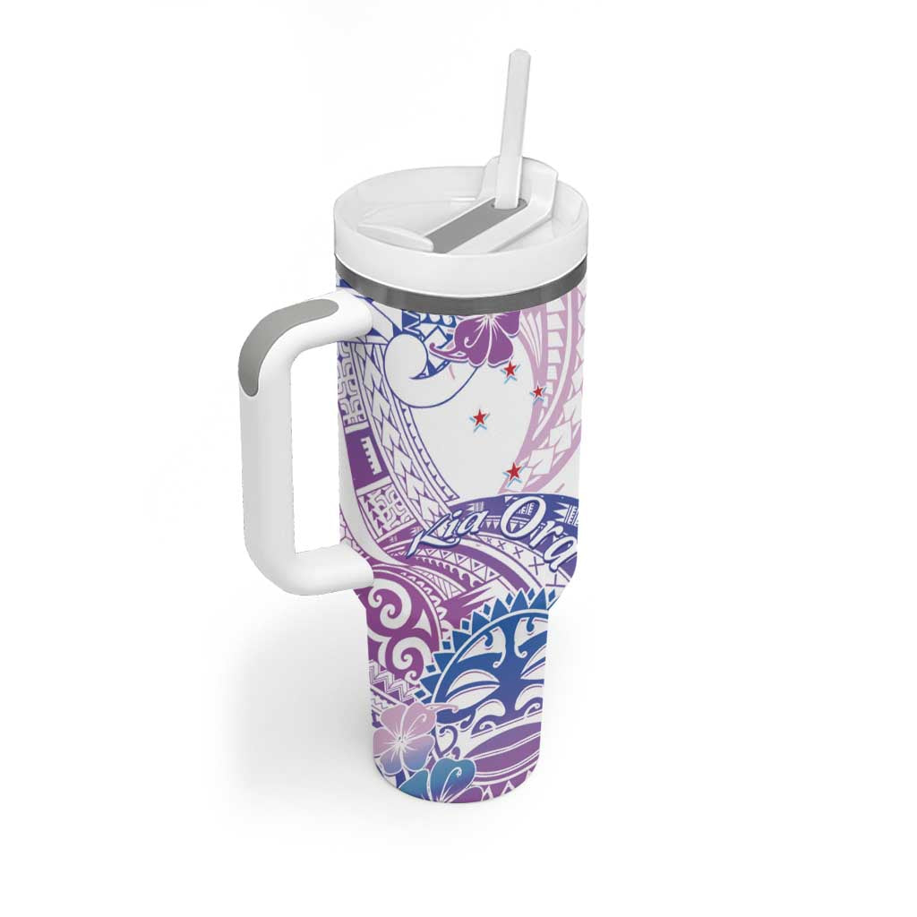 Kia Ora Maori New Zealand Pastel Tumbler With Handle Sun Ta Moko Lilac Version LT01 - Polynesian Pride