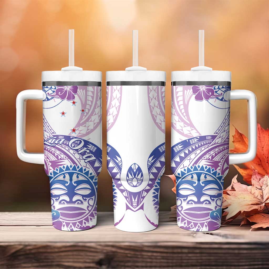Kia Ora Maori New Zealand Pastel Tumbler With Handle Sun Ta Moko Lilac Version LT01 - Polynesian Pride