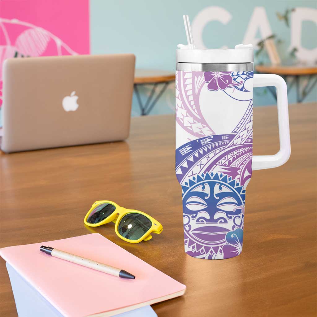 Kia Ora Maori New Zealand Pastel Tumbler With Handle Sun Ta Moko Lilac Version LT01 - Polynesian Pride