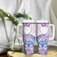 Kia Ora Maori New Zealand Pastel Tumbler With Handle Sun Ta Moko Lilac Version LT01 - Polynesian Pride