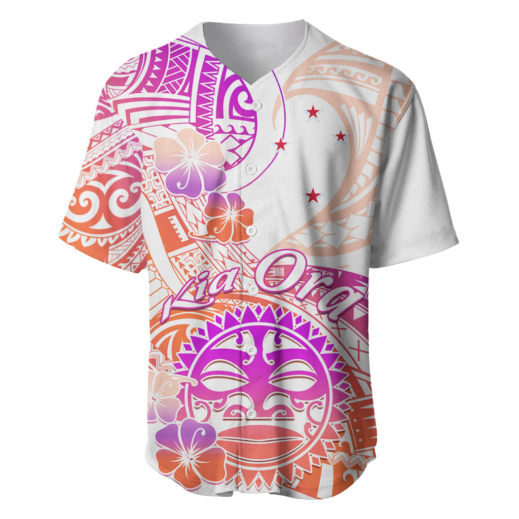 Kia Ora Maori New Zealand Pastel Baseball Jersey Sun Ta Moko Sunset Version LT01 Orange - Polynesian Pride