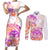 Kia Ora Maori New Zealand Pastel Couples Matching Short Sleeve Bodycon Dress and Long Sleeve Button Shirt Sun Ta Moko Sunset Version LT01 Orange - Polynesian Pride