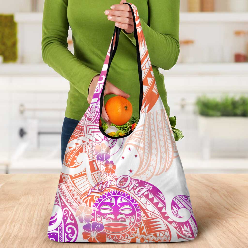Kia Ora Maori New Zealand Pastel Grocery Bag Sun Ta Moko Sunset Version LT01 - Polynesian Pride
