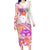 Kia Ora Maori New Zealand Pastel Long Sleeve Bodycon Dress Sun Ta Moko Sunset Version LT01 Long Dress Orange - Polynesian Pride