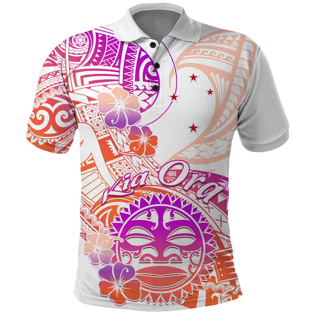 Kia Ora Maori New Zealand Pastel Polo Shirt Sun Ta Moko Sunset Version LT01 Orange - Polynesian Pride