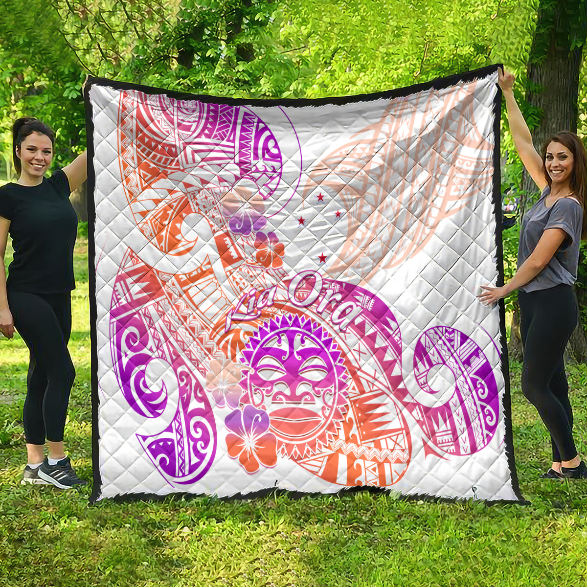 Kia Ora Maori New Zealand Pastel Quilt Sun Ta Moko Sunset Version LT01 - Polynesian Pride