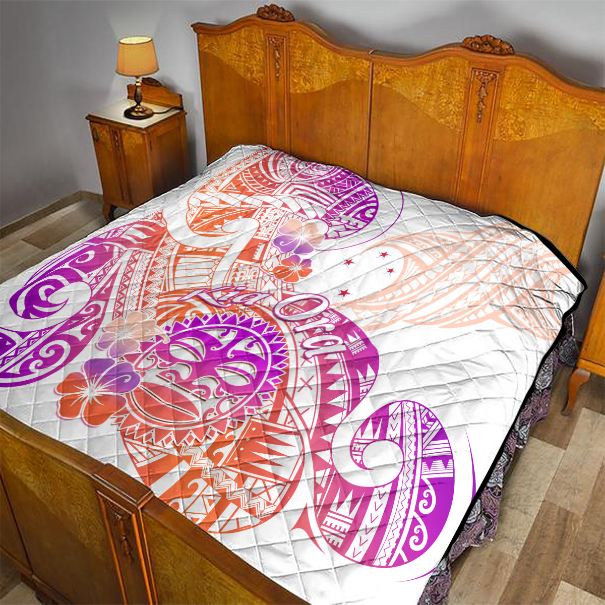 Kia Ora Maori New Zealand Pastel Quilt Sun Ta Moko Sunset Version LT01 - Polynesian Pride