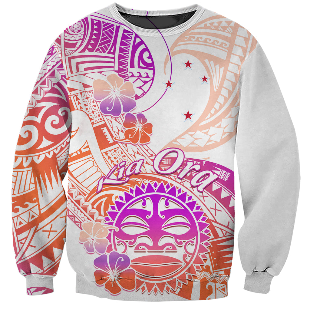 Kia Ora Maori New Zealand Pastel Sweatshirt Sun Ta Moko Sunset Version LT01 Unisex Orange - Polynesian Pride