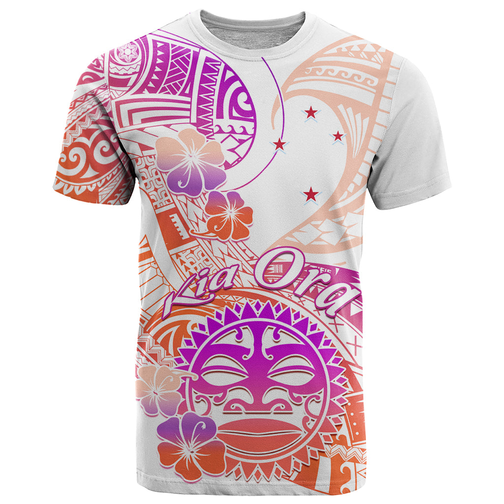 Kia Ora Maori New Zealand Pastel T Shirt Sun Ta Moko Sunset Version LT01 Orange - Polynesian Pride