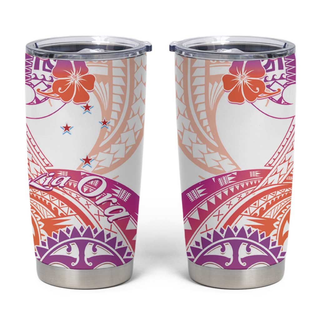 Kia Ora Maori New Zealand Pastel Tumbler Cup Sun Ta Moko Sunset Version LT01 Orange - Polynesian Pride