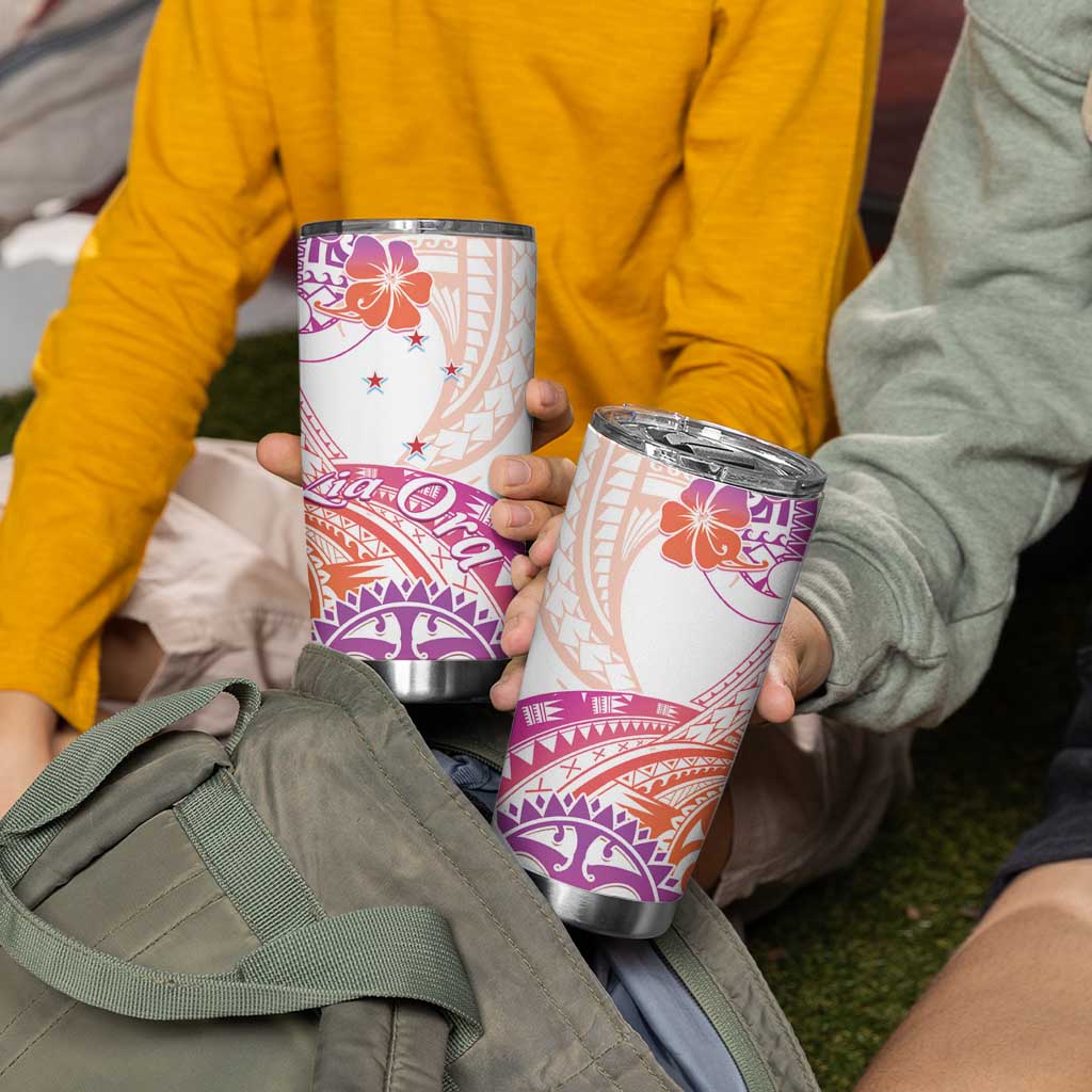 Kia Ora Maori New Zealand Pastel Tumbler Cup Sun Ta Moko Sunset Version LT01 - Polynesian Pride