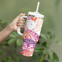 Kia Ora Maori New Zealand Pastel Tumbler With Handle Sun Ta Moko Sunset Version LT01 - Polynesian Pride