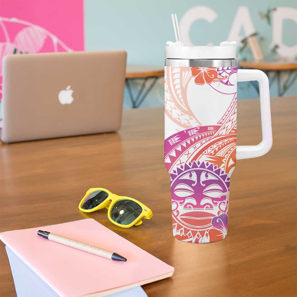 Kia Ora Maori New Zealand Pastel Tumbler With Handle Sun Ta Moko Sunset Version LT01 - Polynesian Pride