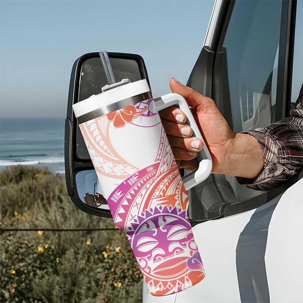 Kia Ora Maori New Zealand Pastel Tumbler With Handle Sun Ta Moko Sunset Version LT01 - Polynesian Pride