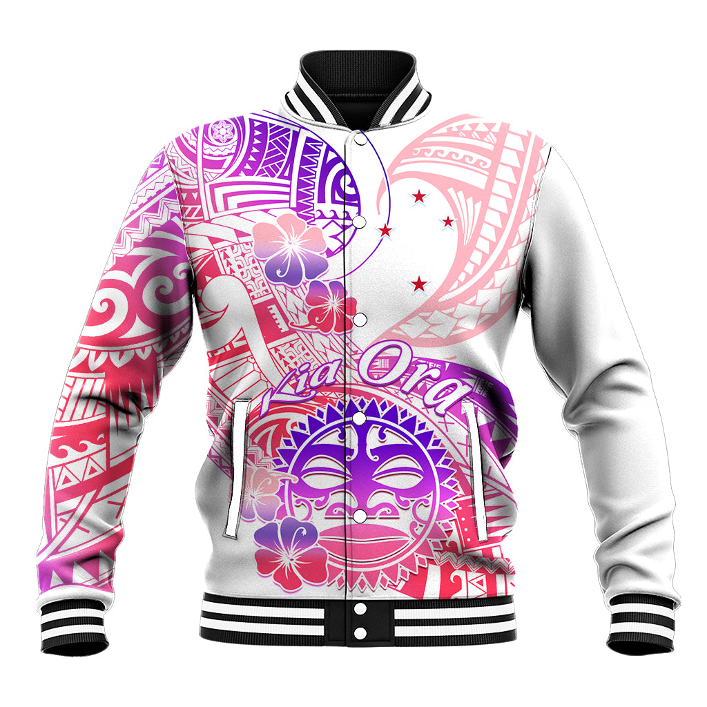 Kia Ora Maori New Zealand Pastel Baseball Jacket Sun Ta Moko Sweet Version LT01 Unisex Pink - Polynesian Pride