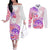 Kia Ora Maori New Zealand Pastel Couples Matching Off The Shoulder Long Sleeve Dress and Long Sleeve Button Shirt Sun Ta Moko Sweet Version LT01 Pink - Polynesian Pride