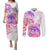 Kia Ora Maori New Zealand Pastel Couples Matching Puletasi Dress and Long Sleeve Button Shirt Sun Ta Moko Sweet Version LT01 Pink - Polynesian Pride