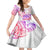 Kia Ora Maori New Zealand Pastel Kid Short Sleeve Dress Sun Ta Moko Sweet Version LT01 KID Pink - Polynesian Pride