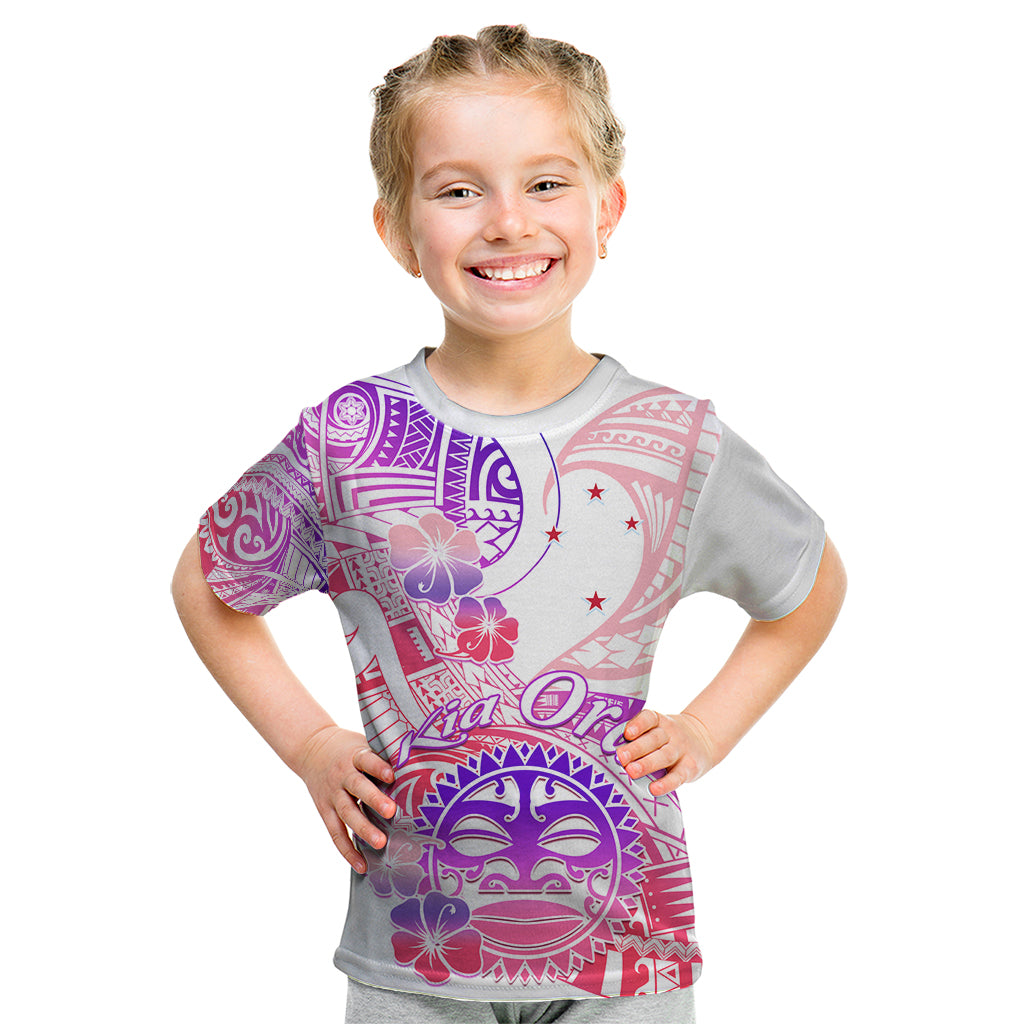 Kia Ora Maori New Zealand Pastel Kid T Shirt Sun Ta Moko Sweet Version LT01 Pink - Polynesian Pride