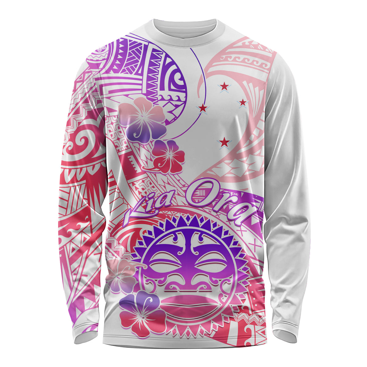 Kia Ora Maori New Zealand Pastel Long Sleeve Shirt Sun Ta Moko Sweet Version LT01 Unisex Pink - Polynesian Pride