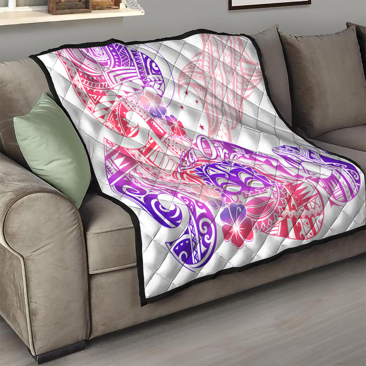 Kia Ora Maori New Zealand Pastel Quilt Sun Ta Moko Sweet Version LT01 - Polynesian Pride