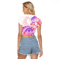 Kia Ora Maori New Zealand Pastel Raglan Cropped T Shirt Sun Ta Moko Sweet Version LT01 - Polynesian Pride