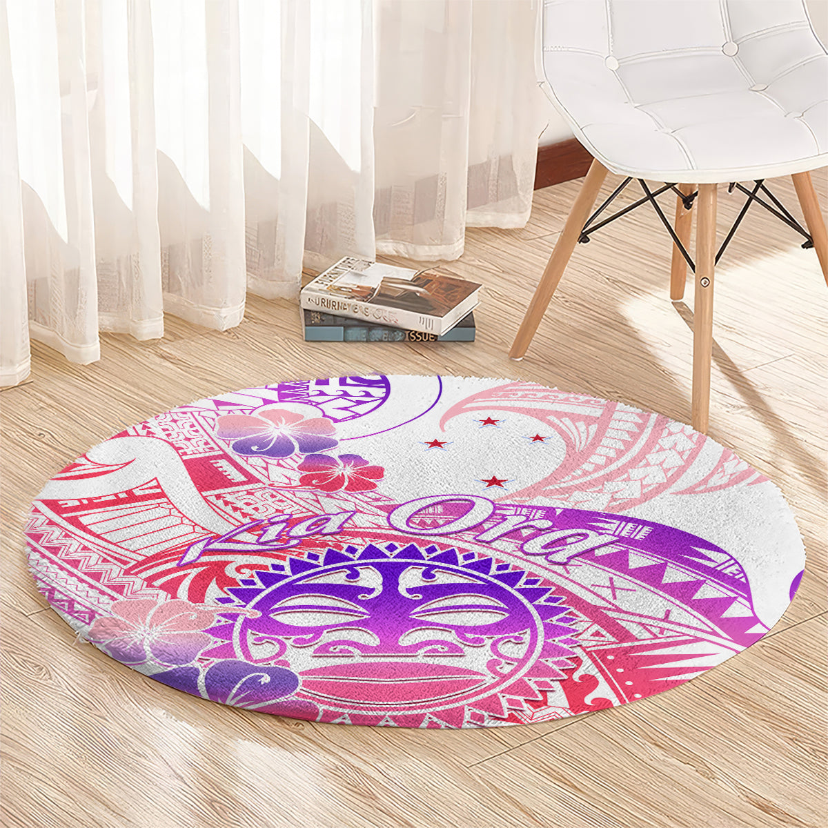 Kia Ora Maori New Zealand Pastel Round Carpet Sun Ta Moko Sweet Version LT01 - Polynesian Pride