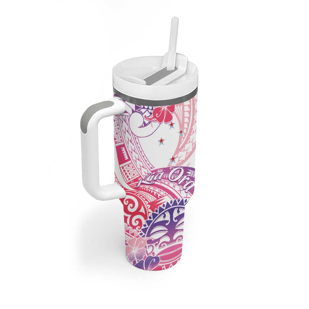 Kia Ora Maori New Zealand Pastel Tumbler With Handle Sun Ta Moko Sweet Version LT01 - Polynesian Pride