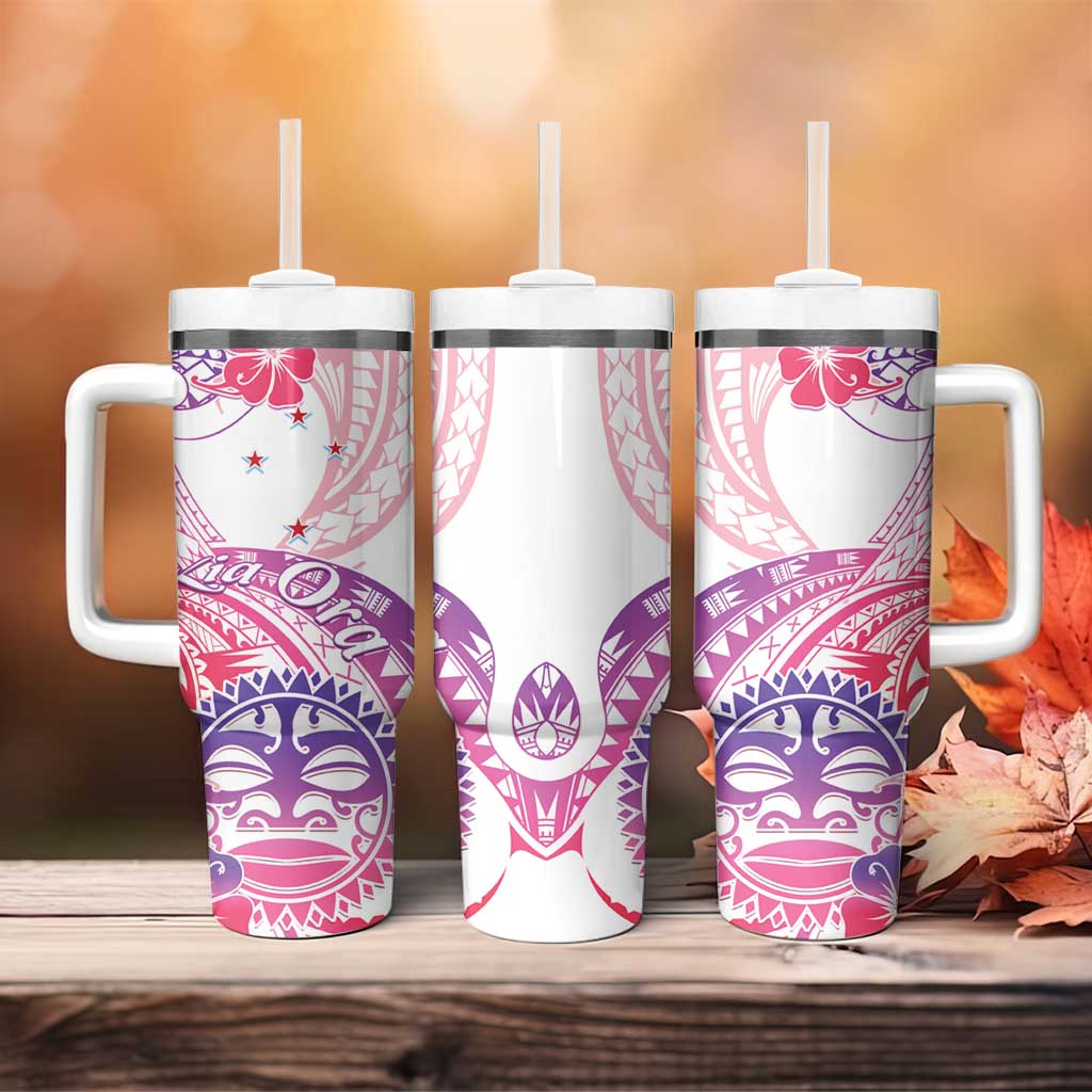 Kia Ora Maori New Zealand Pastel Tumbler With Handle Sun Ta Moko Sweet Version LT01 - Polynesian Pride