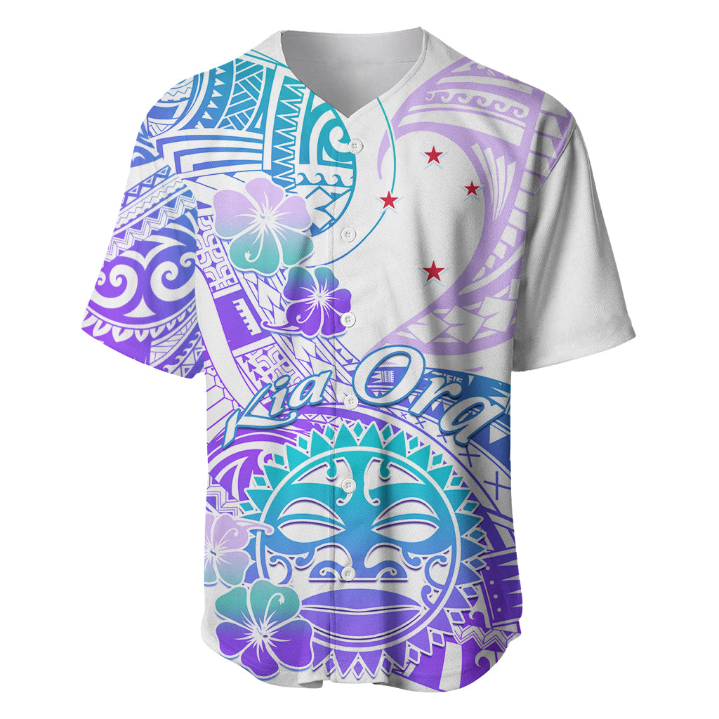 Kia Ora Maori New Zealand Pastel Baseball Jersey Sun Ta Moko Violet Version LT01 Purple - Polynesian Pride