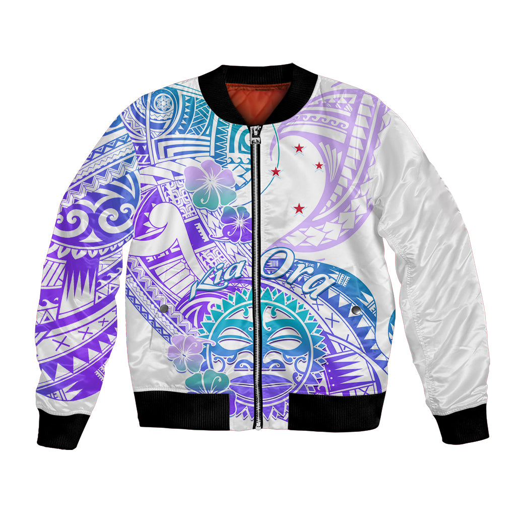 Kia Ora Maori New Zealand Pastel Bomber Jacket Sun Ta Moko Violet Version LT01 Unisex Purple - Polynesian Pride