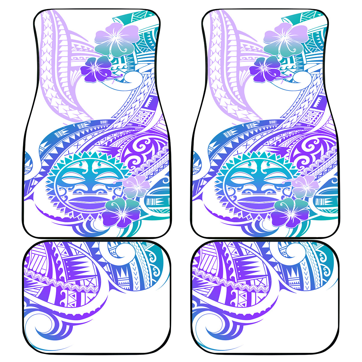 Kia Ora Maori New Zealand Pastel Car Mats Sun Ta Moko Violet Version LT01 Purple - Polynesian Pride