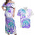 Kia Ora Maori New Zealand Pastel Couples Matching Off Shoulder Maxi Dress and Hawaiian Shirt Sun Ta Moko Violet Version LT01 Purple - Polynesian Pride