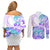 Kia Ora Maori New Zealand Pastel Couples Matching Off Shoulder Short Dress and Long Sleeve Button Shirt Sun Ta Moko Violet Version LT01 - Polynesian Pride