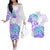 Kia Ora Maori New Zealand Pastel Couples Matching Off The Shoulder Long Sleeve Dress and Hawaiian Shirt Sun Ta Moko Violet Version LT01 Purple - Polynesian Pride