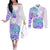 Kia Ora Maori New Zealand Pastel Couples Matching Off The Shoulder Long Sleeve Dress and Long Sleeve Button Shirt Sun Ta Moko Violet Version LT01 Purple - Polynesian Pride