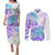 Kia Ora Maori New Zealand Pastel Couples Matching Puletasi Dress and Long Sleeve Button Shirt Sun Ta Moko Violet Version LT01 Purple - Polynesian Pride