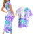 Kia Ora Maori New Zealand Pastel Couples Matching Short Sleeve Bodycon Dress and Hawaiian Shirt Sun Ta Moko Violet Version LT01 - Polynesian Pride