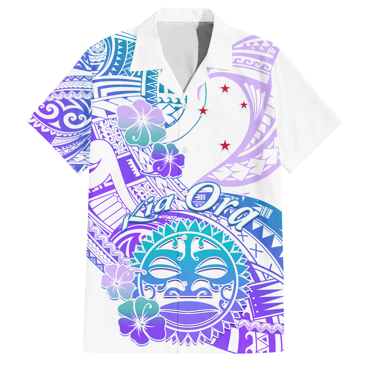 Kia Ora Maori New Zealand Pastel Family Matching Off Shoulder Long Sleeve Dress and Hawaiian Shirt Sun Ta Moko Violet Version LT01 Dad's Shirt - Short Sleeve Purple - Polynesian Pride