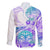 Kia Ora Maori New Zealand Pastel Family Matching Off Shoulder Long Sleeve Dress and Hawaiian Shirt Sun Ta Moko Violet Version LT01 - Polynesian Pride