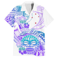 Kia Ora Maori New Zealand Pastel Family Matching Off Shoulder Short Dress and Hawaiian Shirt Sun Ta Moko Violet Version LT01 Dad's Shirt - Short Sleeve Purple - Polynesian Pride