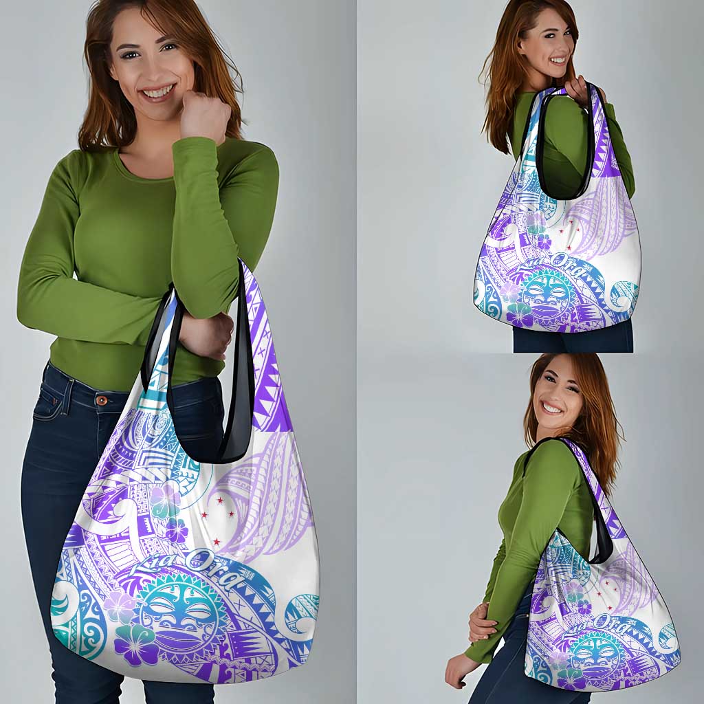 Kia Ora Maori New Zealand Pastel Grocery Bag Sun Ta Moko Violet Version LT01 - Polynesian Pride