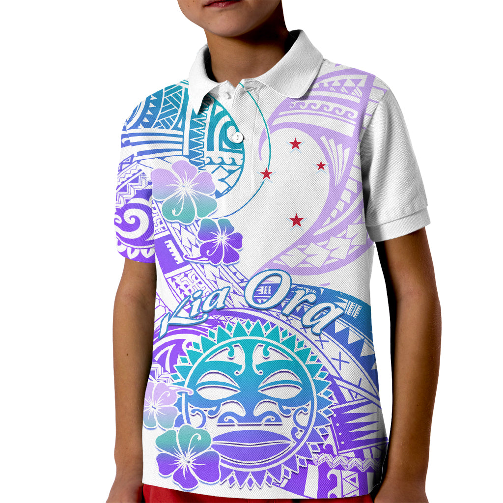 Kia Ora Maori New Zealand Pastel Kid Polo Shirt Sun Ta Moko Violet Version LT01 Kid Purple - Polynesian Pride