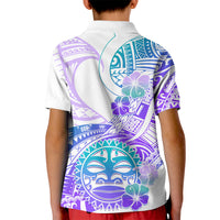 Kia Ora Maori New Zealand Pastel Kid Polo Shirt Sun Ta Moko Violet Version LT01 - Polynesian Pride