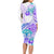 Kia Ora Maori New Zealand Pastel Long Sleeve Bodycon Dress Sun Ta Moko Violet Version LT01 - Polynesian Pride