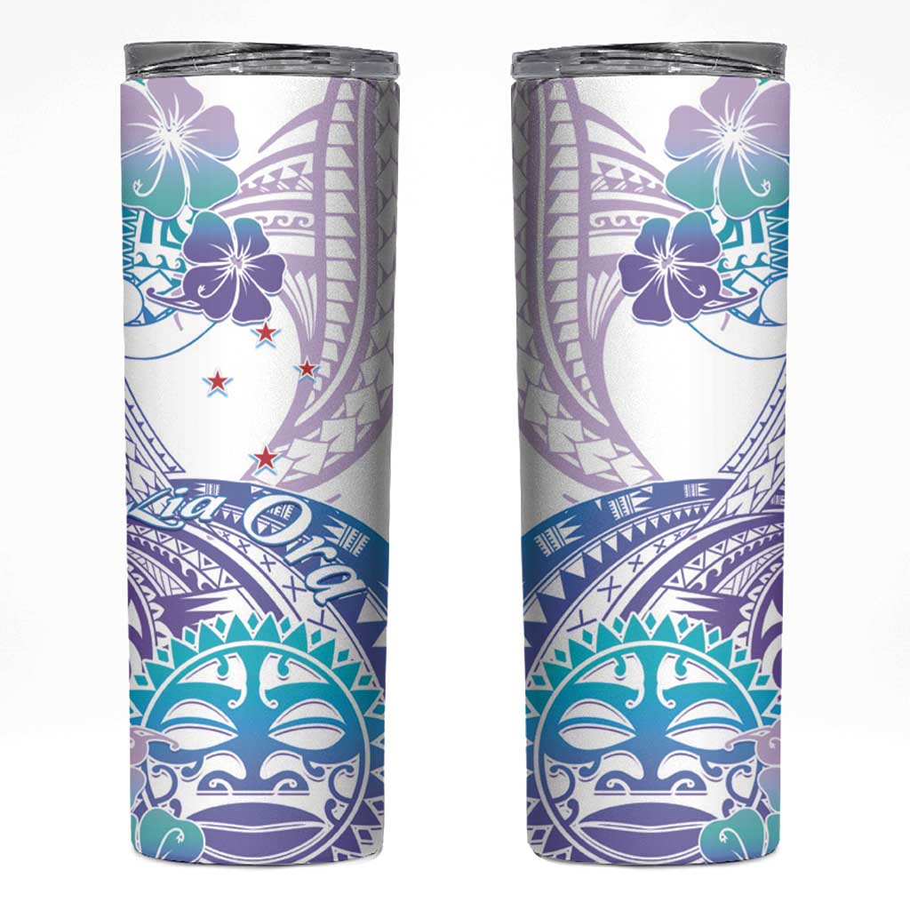 Kia Ora Maori New Zealand Pastel Skinny Tumbler Sun Ta Moko Violet Version