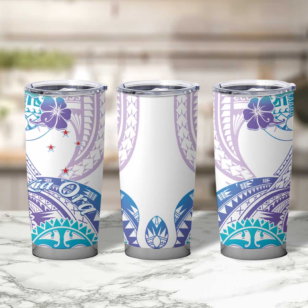 Kia Ora Maori New Zealand Pastel Tumbler Cup Sun Ta Moko Violet Version LT01 - Polynesian Pride